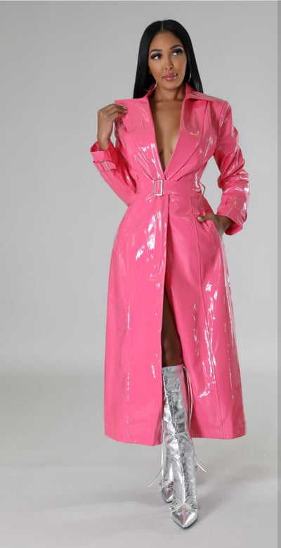 Pretty in Pink patent leather trench