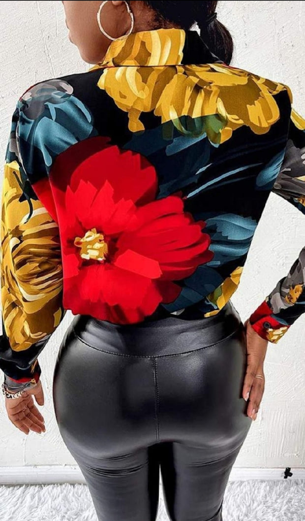 Bright floral print blouse